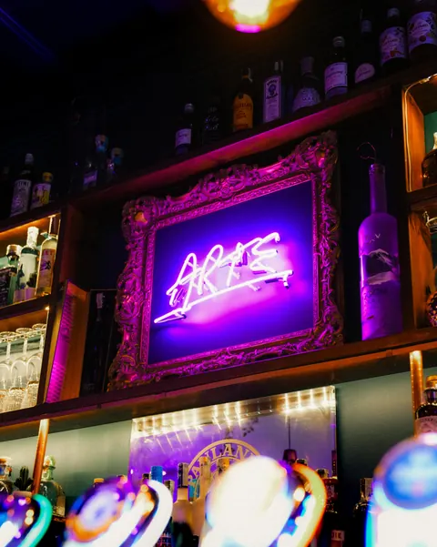 Il neon Arte Pub nel locale